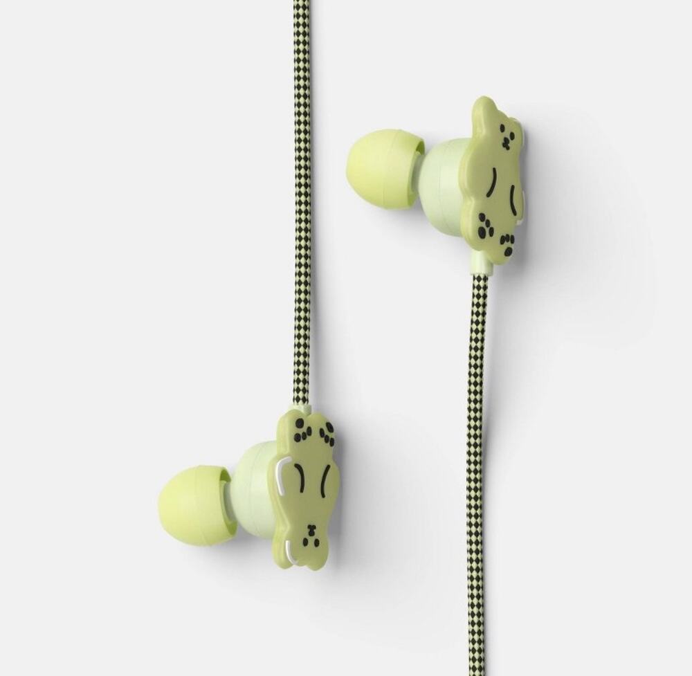 Heyday Gummy Bear Wired Earbuds Green 3.5mm Headphones Built-In Mic